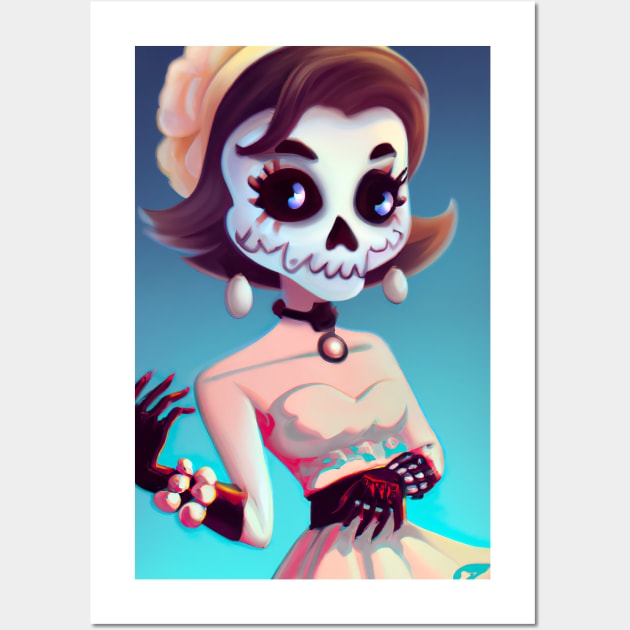 chic sugar skull girl Wall Art by KeeRodDesigner1